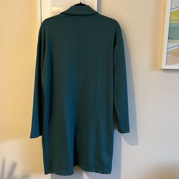 Leith from Nordstrom long polyester turquoise coat - Picture 5 of 7